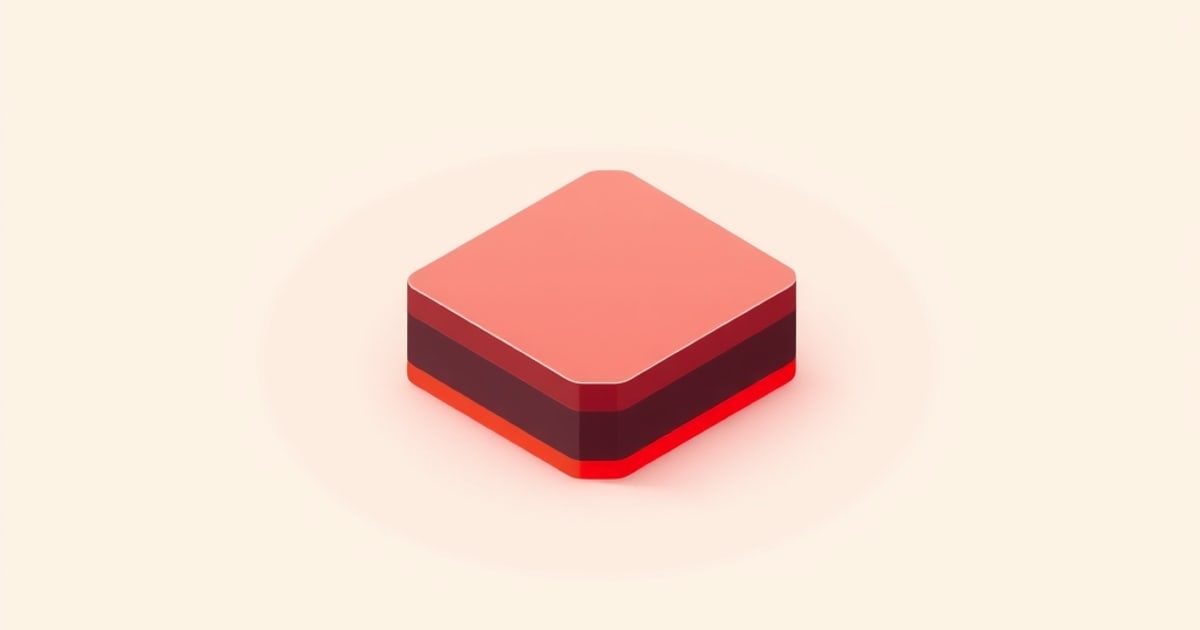 A layered isometric block in coral, dark maroon, and orange tones sits like stacked filament layers, evoking printed material choices for the A1.